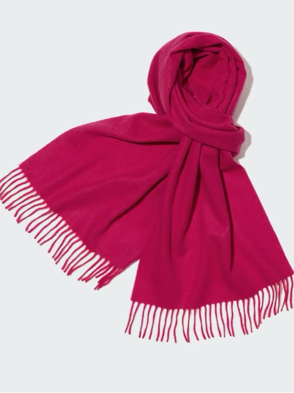 100% Cashmere UNIQLO Fuchsia Pink Scarf, 70”x13”